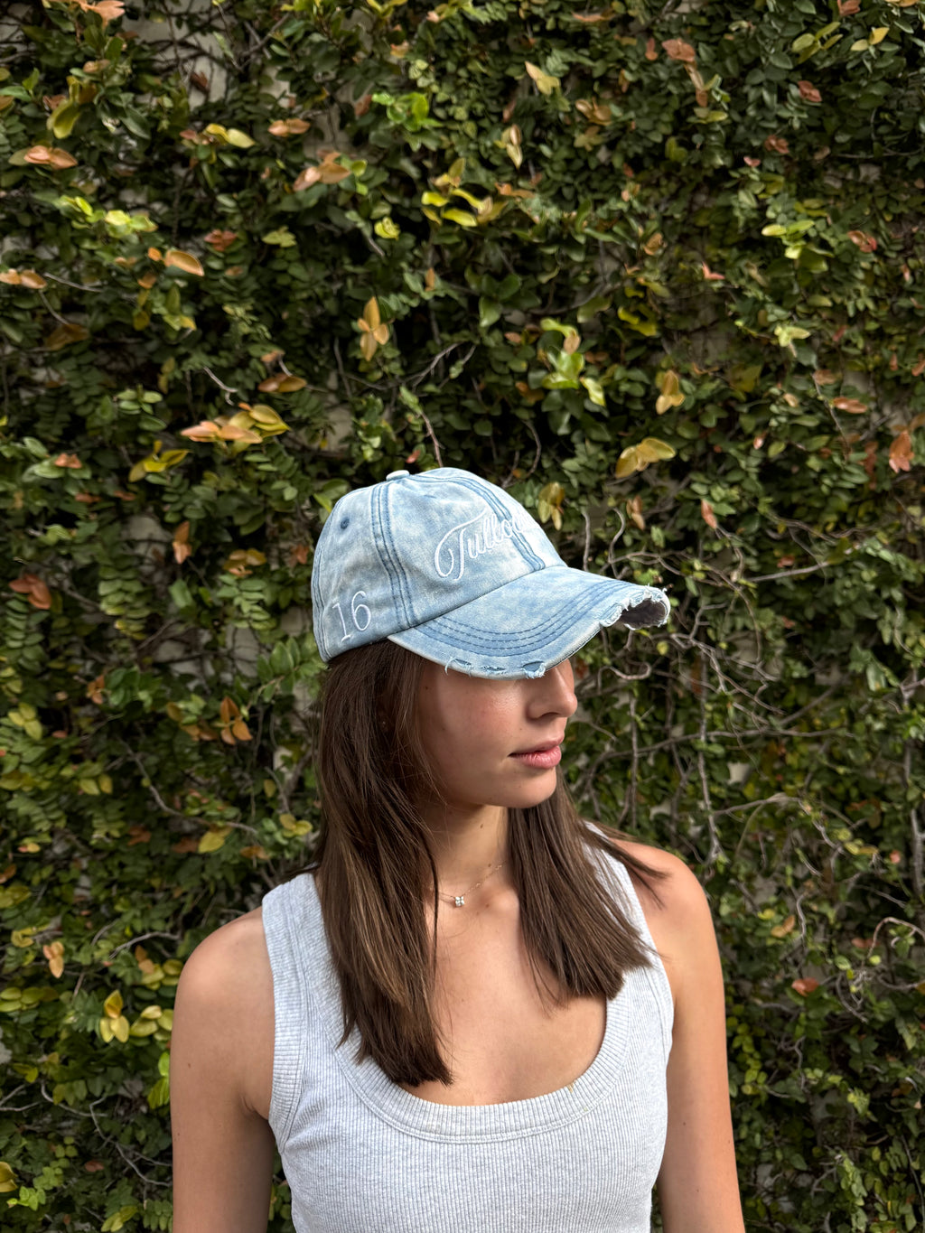 Distressed Denim Cap